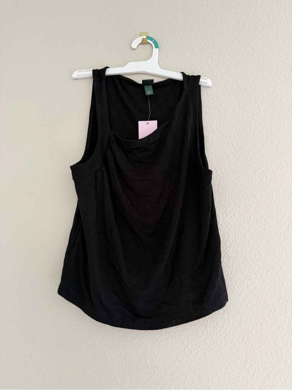 Black Cowl Neck Tank Top Sleeveless Draped Y2K Minimalist Going Out Size M NWT